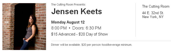 Jensen Keets Live at The Cutting Room NYC Tickets