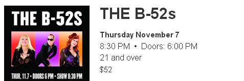 B52s Live at Brooklyn Bowl Ticket